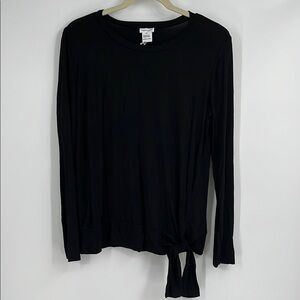 Pret-a-porTEE Black Long Sleeve Top Waist Tie Detail Size XL